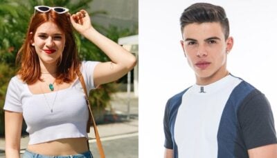 Ana Clara e Thomaz Costa na Globo. (Foto: Reprodução)