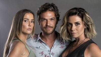 Deborah Secco (Karola), Emilio Dantas (Beto) e Giovanna Antonelli (Luzia) em Segundo Sol
(Foto: Divulgação/Globo)