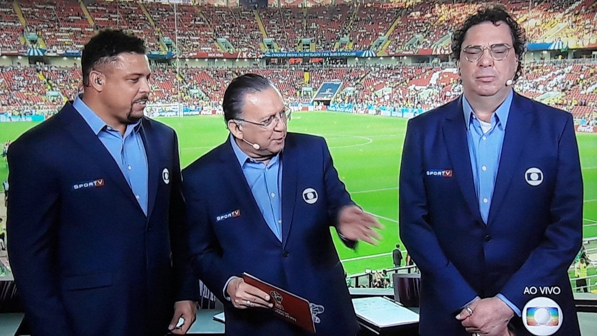 Galvão Bueno e Walter Casagrande em transmissão da Copa da Rússia (Foto: Reprodução/Globo)