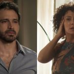 Edgar (Caco Ciocler) e Cacau (Fabiula Nascimento) em cena de Segundo Sol
(Foto: Reprodução/Globo)