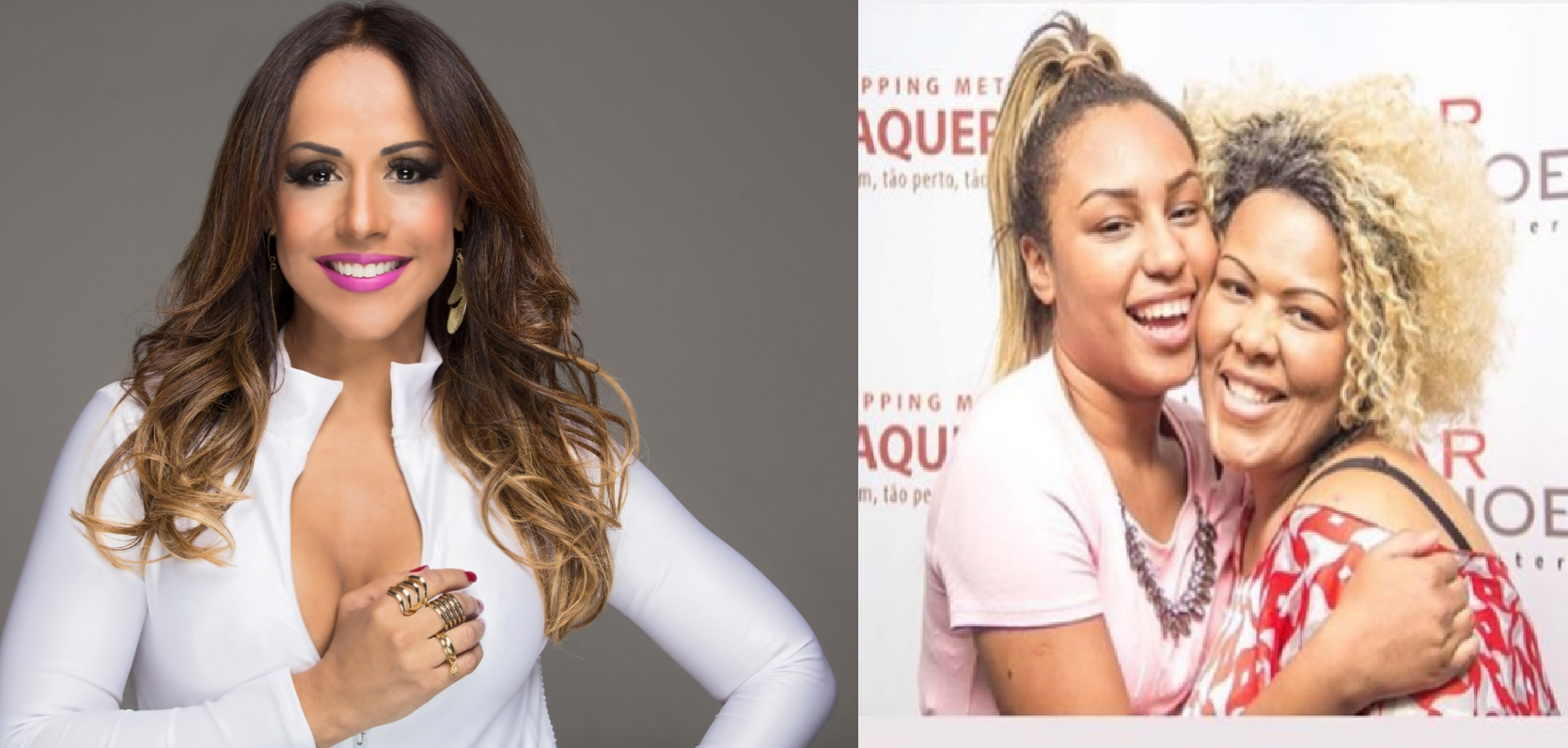 (À esquerda) Carla Cristina e Deise Cipriano com sua filha serão juradas na Record (Foto: Reprodução)