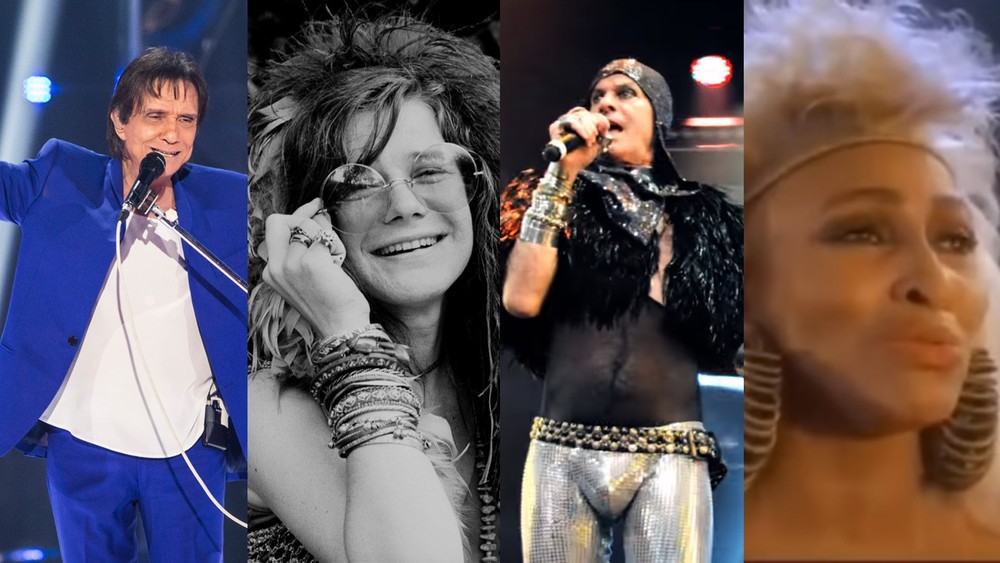 Roberto Carlos, Janis Joplin, Ney Matogrosso e Tina Turner serão os homenageados da noite no Show dos Famosos (Foto: João Miguel Júnior/TV Globo e Divulgação)