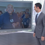 Márcio Canuto interage com Cesar Tralli durante o telejornal SP1
(Foto: Reprodução/Globo)
