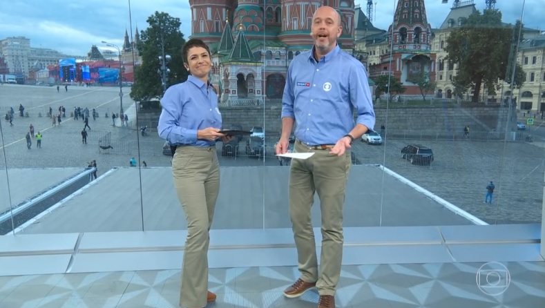 Sandra Annenberg e Alex Escobar no Jornal Hoje (Foto: Reprodução)