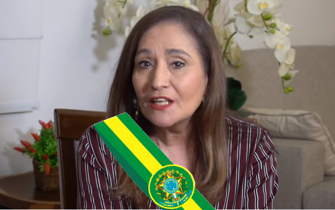 Sonia Abrão com faixa presidencial (Foto: Montagem/ TV Foco)