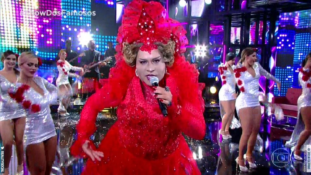 Thiago Abravanel de Gaby Amarantos no Faustão (Foto: Reprodução/Globo)
