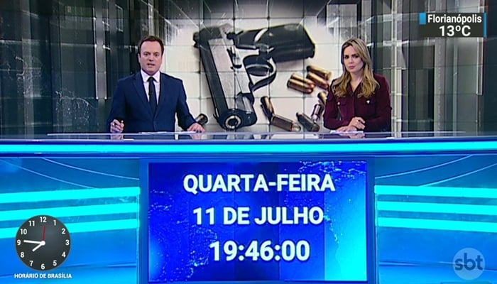 Marcelo Torres e Rachel Sheherazade no comando do SBT Brasil (Foto: Reprodução/SBT)
