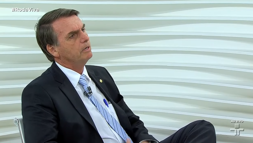 O político Jair Bolsonarono Roda Viva. (Foto: Reprodução)