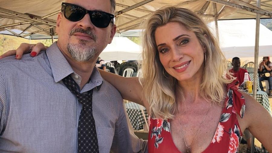 Dan Stulbach e Leticia Spiller nos bastidores de O Sétimo Guardião (Foto: Divulgação)