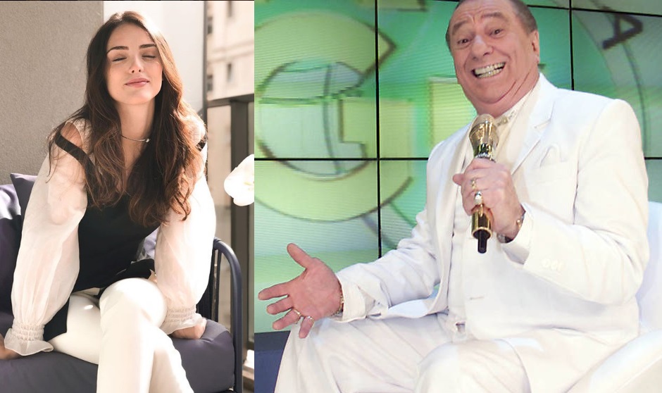 Isabelle Drummond e Raul Gil, que fez muito sucesso nos anos 1990 na Record (Foto: Reprodução)