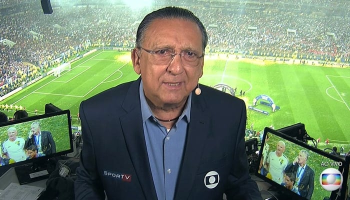 Galvão Bueno na transmissão da final da Copa do Mundo da Rússia (Foto: Reprodução/Globo)