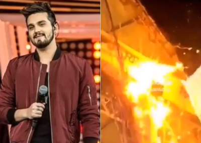 Show de Luan Santana tem princípio de incêndio. (Foto: Reprodução)