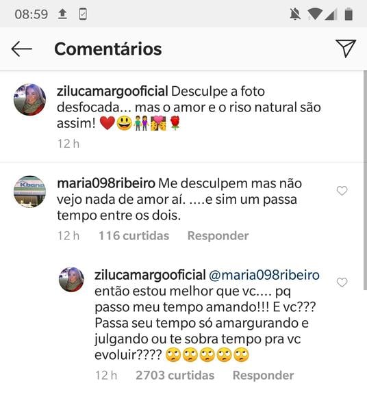 Zilu rebate comantário de internauta (Foto: Reprodução/Instagram)