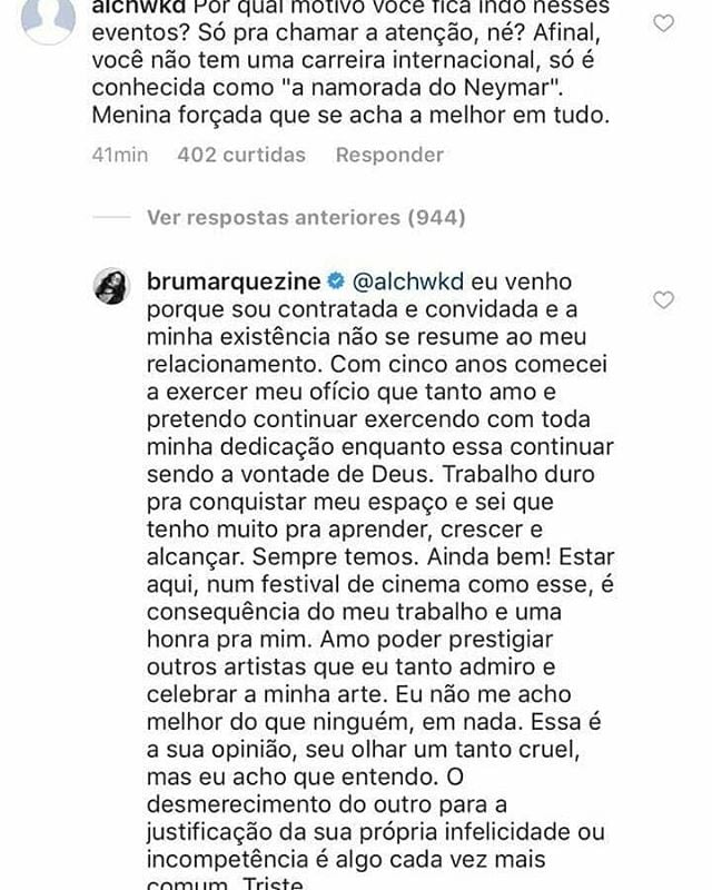 Bruna Marquezine responde seguidor (Foto: Reprodução)