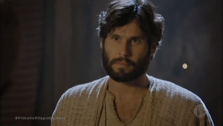 Dudu Azevedo (Jesus) em cena da novela bíblica da Record (Foto: Reprodução/Record)