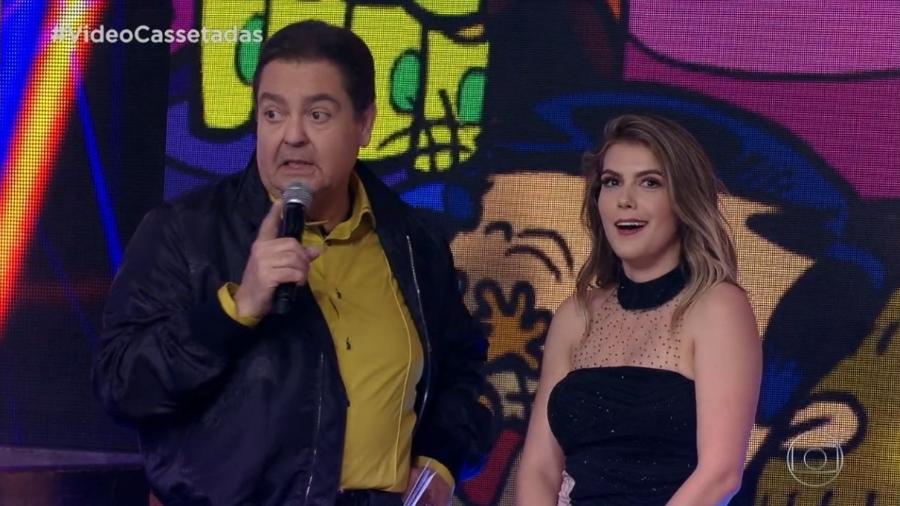 Faustão surpreendeu bailarina com pergunta sobre casamento com Lucas Veloso (Foto: Reprodução/Globo)