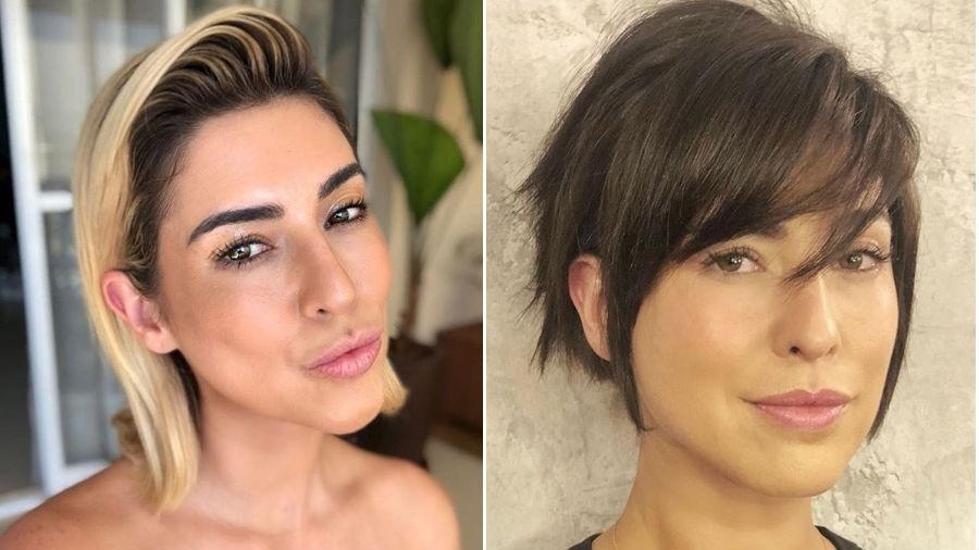 Fernanda Paes Leme antes e depois de voltar a ser morena e cortar os cabelos (Foto: Reprodução/Instagram)