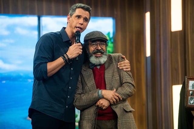 Márcio Garcia e Tio Mala (Ademir de Souza) no Tamanho Família (Foto: Globo/Raquel Cunha)