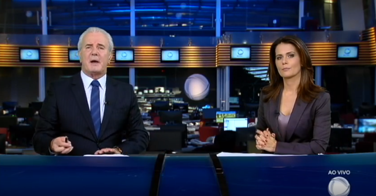 Imagem do Jornal da Record de ontem (06) em cenário feito com Chroma Key (Foto: Reprodução)