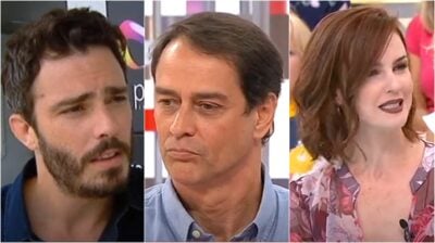 Thiago Rodrigues, Marcello Anthony e Carolina Kasting em programas da TV portuguesa. (Foto: Reprodução/TVI)