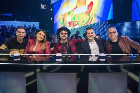 Dado Villa Lobos, Preta Gil, Marcos, Belutti e Marcelo Soares, no Popstar (Foto: Estevam Avellar/ Globo/ Divulgação)