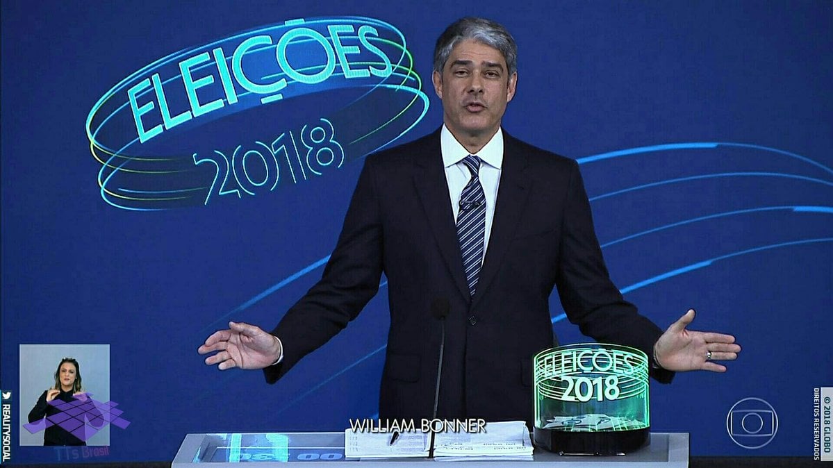 William Bonner no debate com os presidenciáveis (Foto: Reprodução)