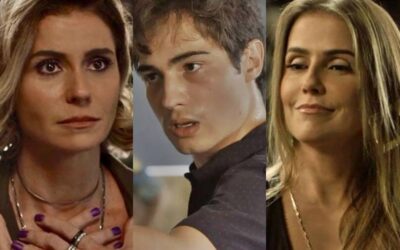 Luzia, Valentim e Karola em Segundo Sol (Foto: Reprodução)