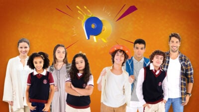 Elenco de As Aventuras de Poliana participam de quadro do Domingo Legal. (Foto: Montagem/Gabriel Cardoso/SBT)