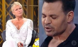 Xuxa não gostou nada de ver Eduardo Costa no Família Record (Foto: Reprodução)