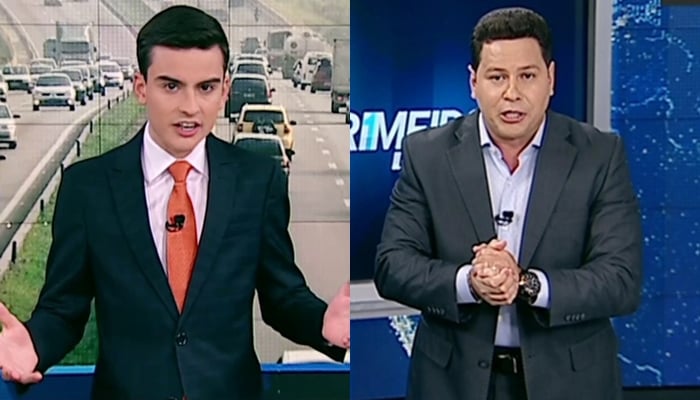Dudu Camargo e Marcão do Povo no programa Primeiro Impacto (Foto: Montagem)