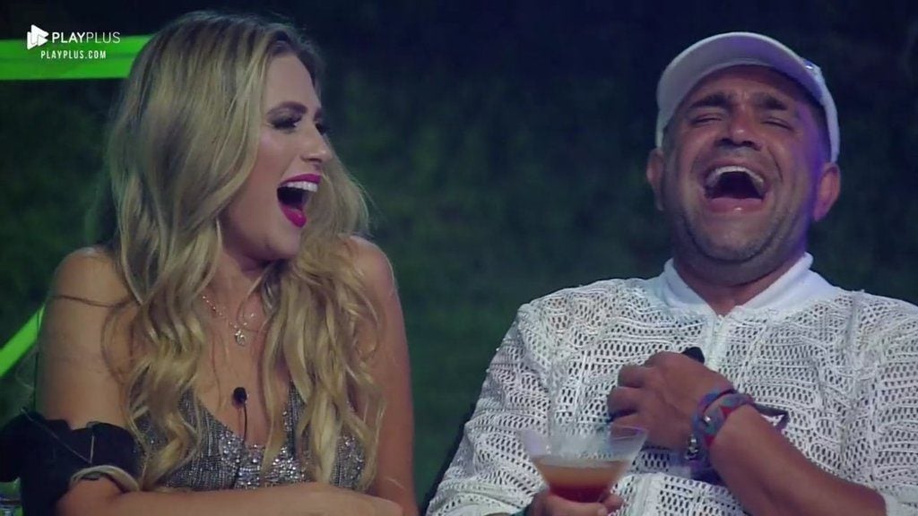 Evandro Santo e Nadja Pessoa na festa de A Fazenda
