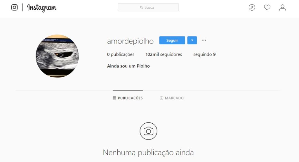 print do perfil do bebê de Gabi Brandt e Saulo Poncio