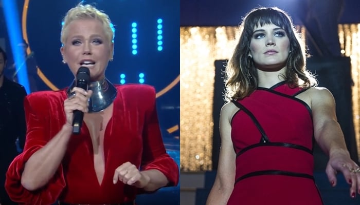 Xuxa Meneghel no Dancing Brasil e Bianca Bin (Clara) em O Outro Lado do Paraíso (Foto: Reprodução/Record e Globo/Montagem TV Foco)