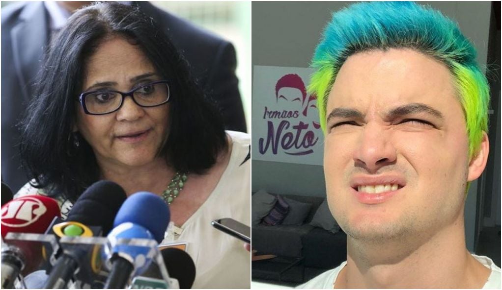 Ministra Damares Alves e Felipe Neto bateram boca no Twitter (Foto: Montagem)