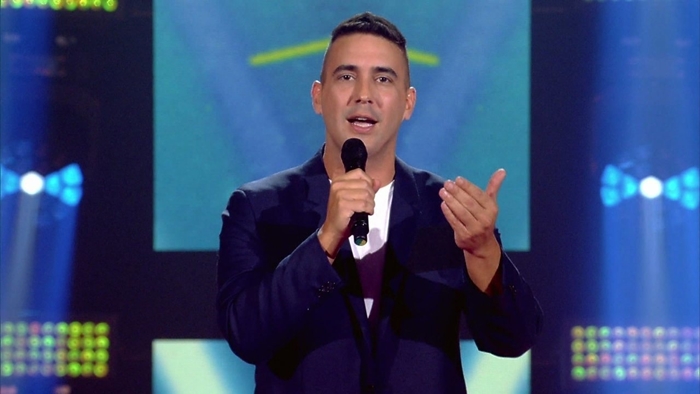 O apresentador André Marques na estreia da 4ª temporada do The Voice Kids (Foto: Reprodução/Globo)