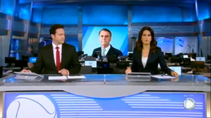 Adriana Araújo e Eduardo Ribeiro no comando do Jornal da Record. (Foto: Reprodução)