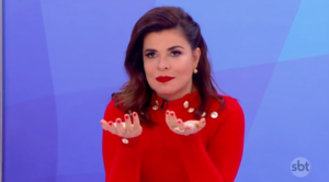 A apresentadora Mara Maravilha foi questionada por Silvio Santos no SBT. (Foto: Reprodução)