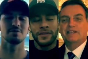 Gabriel Medina, Neymar e Jair Bolsonaro juntos (Foto: Reprodução)