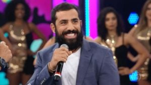 No palco do Domingão do Faustão, Kaysar Dadour abriu o coração (Foto: Reprodução/ Globo)