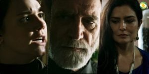 Dalila (Alice Wegmann) despreza o pai Aziz (Herson Capri) e ama Soraia (Letícia Sabatella) em Órfãos da Terra (Foto: Montagem/TV Foco)