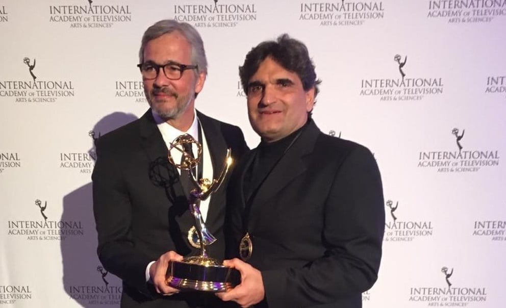Paulo Silvestrini e Cao Hamburger no Emmy Internacional