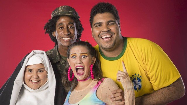 Na sequência: Castorine (de irmã) , Evaldo Macarrão, Luísa Perissé e Paulo Vieira, novatos no elenco do Zorra (Foto: Raquel Cunha/ Globo/ Divulgação)