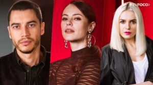 Kim (Monica Iozzi) assessora a carreira de Vivi (Paolla Olveira) enquanto Camilo (Lee Taylor) é o noivo da blogueira em A Dona do Pedaço da Globo (Foto: Montagem/TV Foco)
