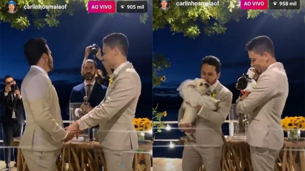 O casamento de Carlinhos Maia e Lucas Guimarães foi acompanhado por quase 1 milhão de pessoas no Instagram.(Foto: Reprodução/Instagram)