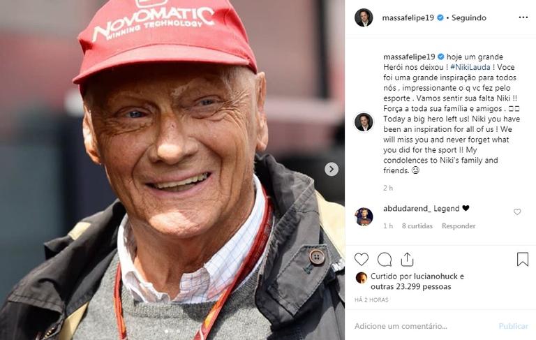 Famosos lamentaram a Morte Niki Lauda (Foto: Reprodução) Famosos lamentaram a Morte Niki Lauda (Foto: Reprodução)