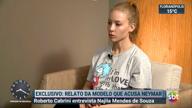 Najila Mendes Trindade dá entrevista exclusiva a Roberto Cabrini (Imagem: ReproduçãoSBT)