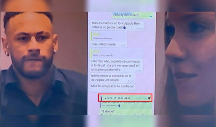 Neymar e Najila Trindade em conversa divulgada pelo "Cidade Alerta" (Foto: Divulgação/Record)