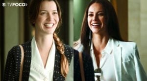 O primeiro encontro de Fabiana (Nathalia Dill) e Vivi (Paolla Oliveira) na Globo em A Dona do Pedaço (Foto: Montagem/TV Foco)