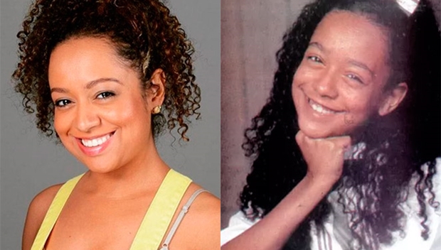 Aretha Oliveira atualmente e como a personagem Pata em Chiquititas (Foto: Divulgação/Montagem)