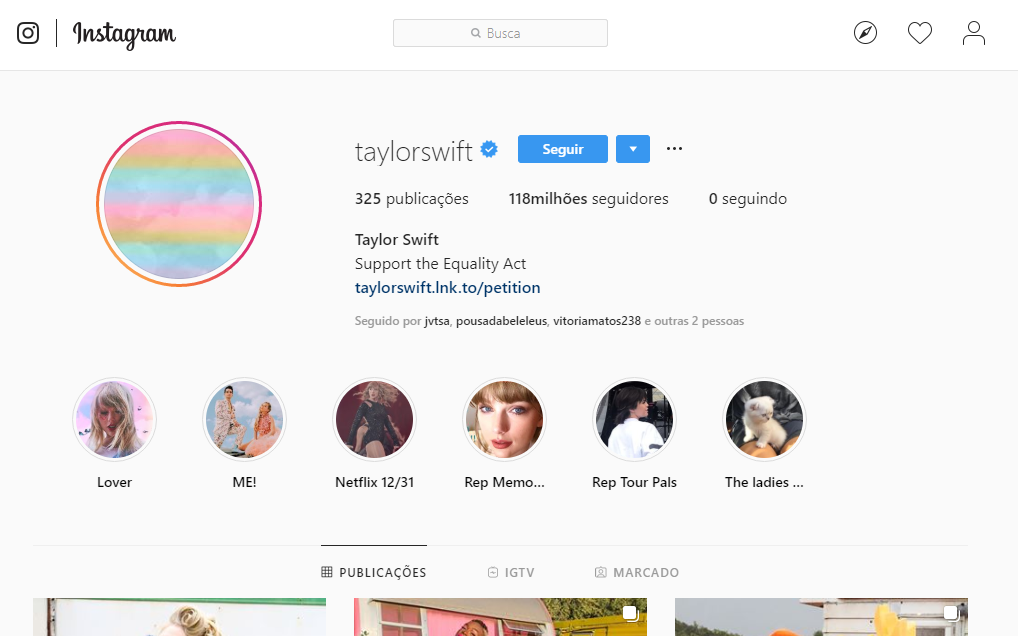 Instagram de Taylor Swift (Foto: Reprodução)